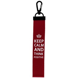 Brelok Taśma - Keep calm and think positive (48) - Bordowy