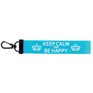Brelok Taśma - Keep calm and be happy (58) - Jasno-Niebieski