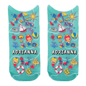 Skarpetki Dziewczęce (skarpeta mała) - Imienne - Morskie