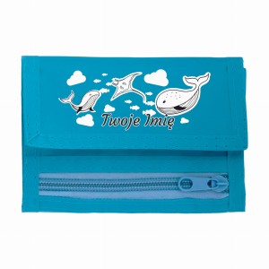 Portfel sportowy - Wieloryby -  Imię Damskie Dzieci  - Błękitny