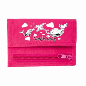 Portfel sportowy - Wieloryby -  Imię Damskie Dzieci  - Ciemny Róż
