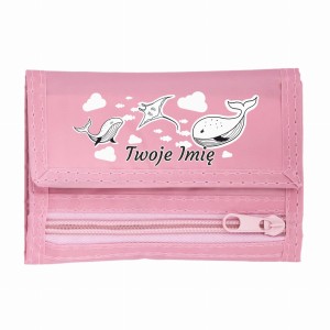 Portfel sportowy - Wieloryby -  Imię Damskie Dzieci  - Jasny Róż