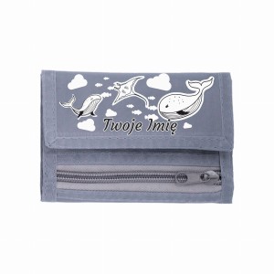 Portfel sportowy - Wieloryby -  Imię Męskie Dzieci  - Szary