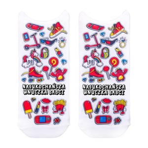 Skarpetki Dziewczęce z Hasłami - Białe