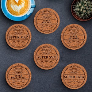 Podkładka Korkowa Whisky -  Super Tata, Dziadek, Kolega