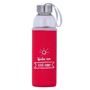 Bidon szklany CZERWONY 50 Woda na Dzień dorby)